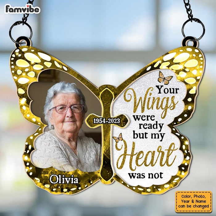 Personalized  Custom Photo Live Like A Butterfly Memorial Acrylic Mix Wood Suncatcher Ornament 34448 1