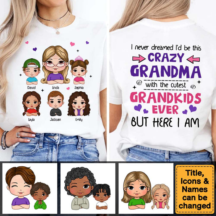Personalized Gift For Nana Crazy Grandma With Grandkids Double-sided Printing Shirt 34458 1