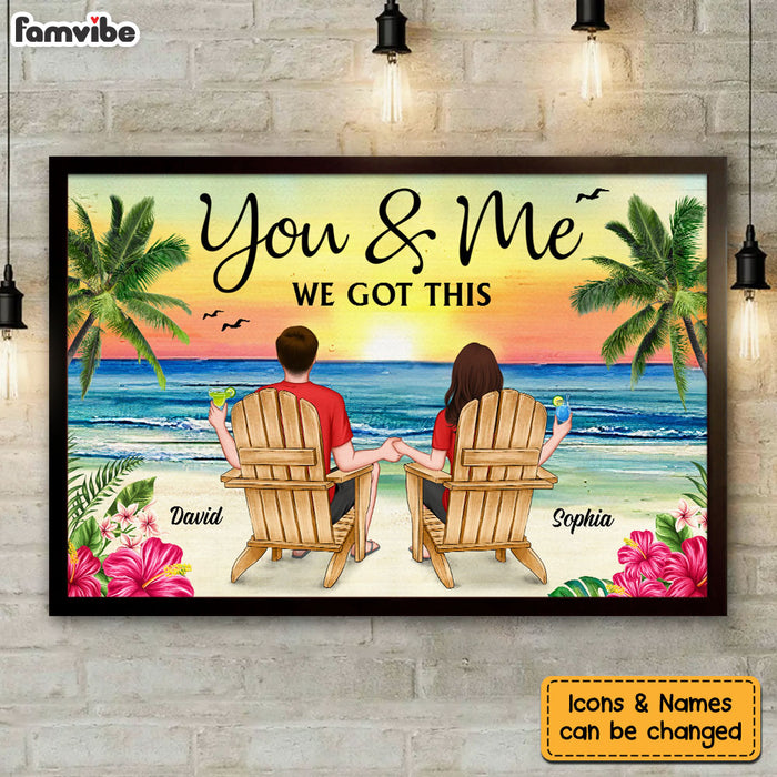 Personalized Meaningful Gift For Couples Back View Couple Sitting Beach Poster 34491 1