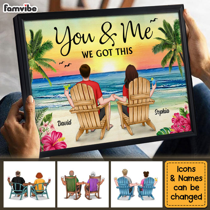 Personalized Meaningful Gift For Couples Back View Couple Sitting Beach Poster 34491 1