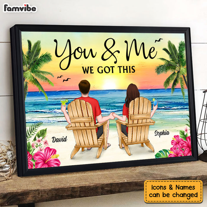 Personalized Meaningful Gift For Couples Back View Couple Sitting Beach Poster 34491 1