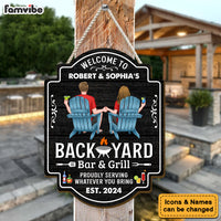 Personalized For Husband Wife Backyard Bar & Grill Couple Sitting Wood Sign 34505 thumb 1