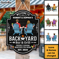 Personalized For Husband Wife Backyard Bar & Grill Couple Sitting Wood Sign 34505 thumb 1