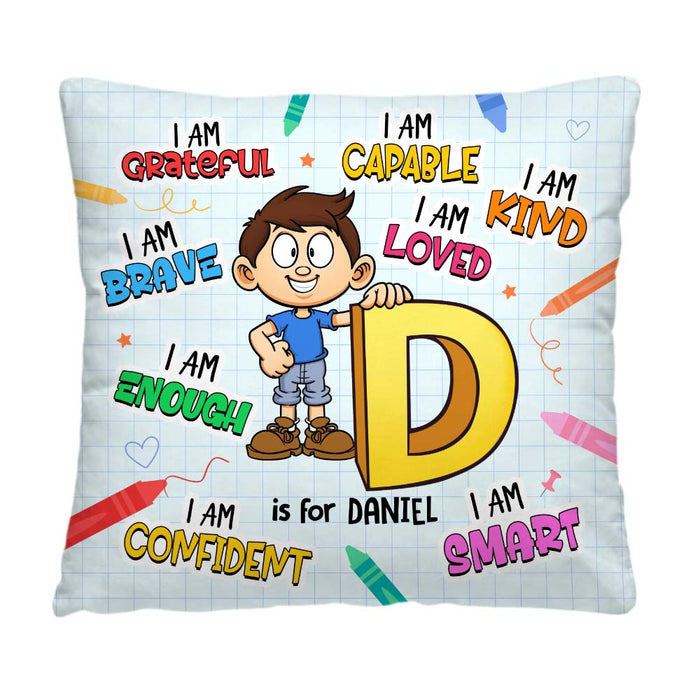 Personalized Gift For Grandson Name Alphabet I Am Kind Pillow 34521 1