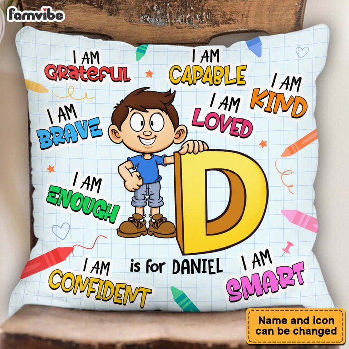 Personalized Gift For Grandson Name Alphabet I Am Kind Pillow 34521 1