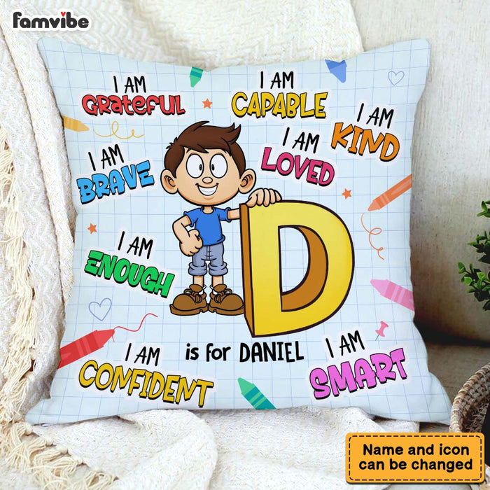 Personalized Gift For Grandson Name Alphabet I Am Kind Pillow 34521 1