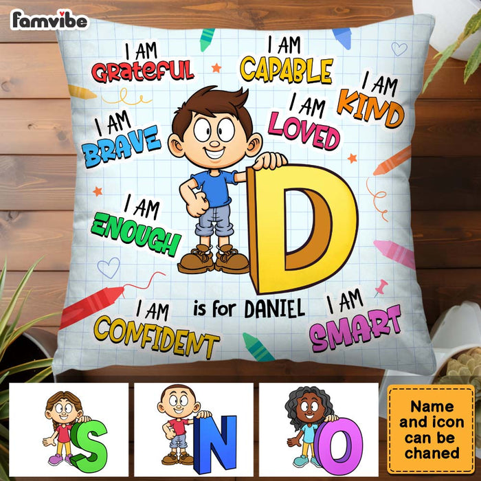 Personalized Gift For Grandson Name Alphabet I Am Kind Pillow 34521 1