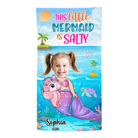 Personalized Gift For Granddaughter This Little Mermaid Is Salty Beach Towel 34535 thumb 1