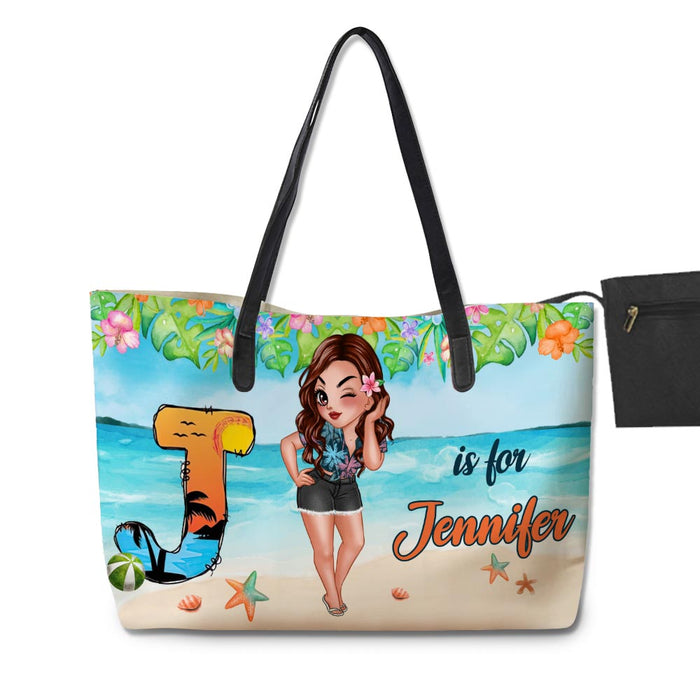 Personalized Gift For Woman Alphabet Leather Tote Bag 34538 1