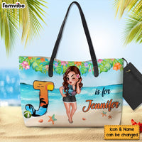 Personalized Gift For Woman Alphabet Leather Tote Bag 34538 thumb 1