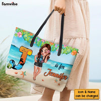 Personalized Gift For Woman Alphabet Leather Tote Bag 34538 thumb 1