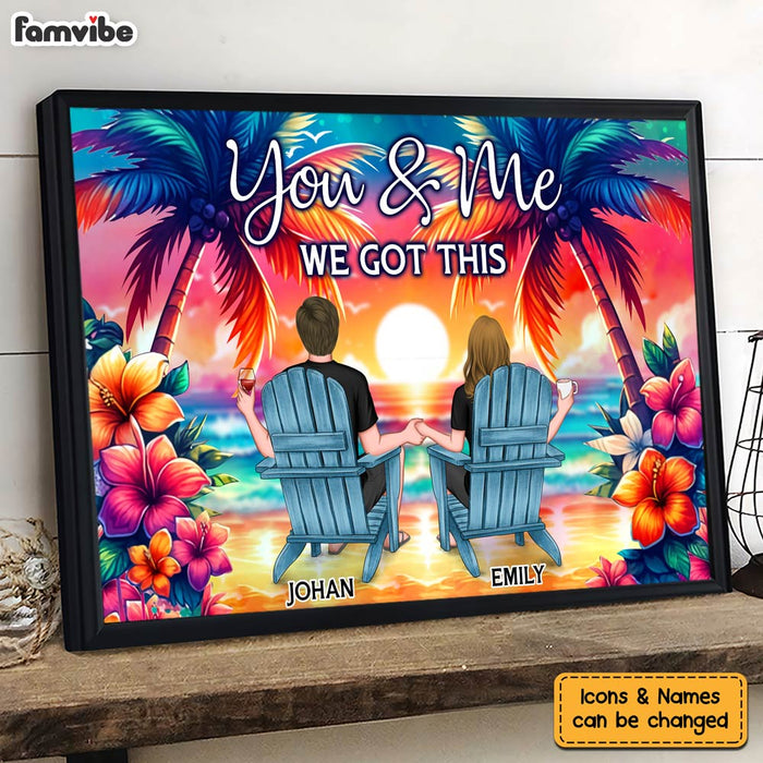 Personalized Meaningful Gift For Couples Back View Couple Sitting Beach Poster 34545 1
