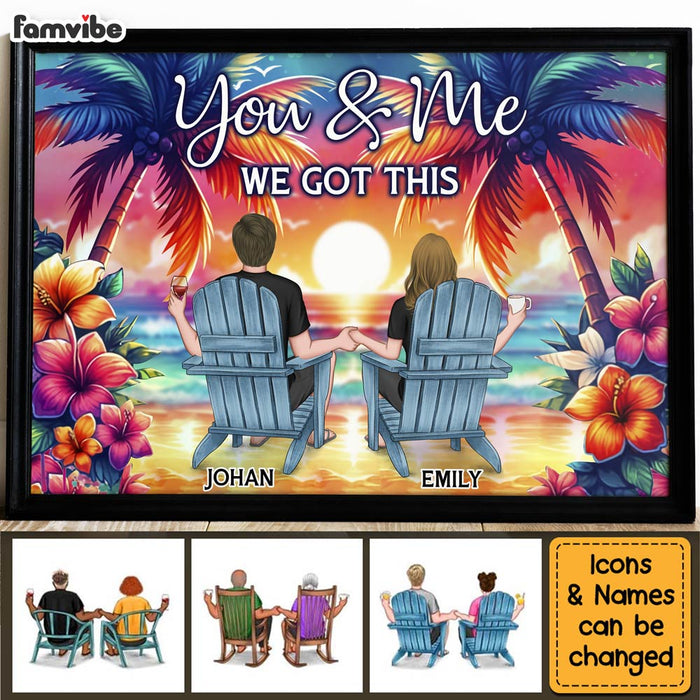 Personalized Meaningful Gift For Couples Back View Couple Sitting Beach Poster 34545 1