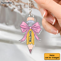 Personalized Gift For Teacher Coquette Pencil Acrylic Keychain 34561 thumb 1