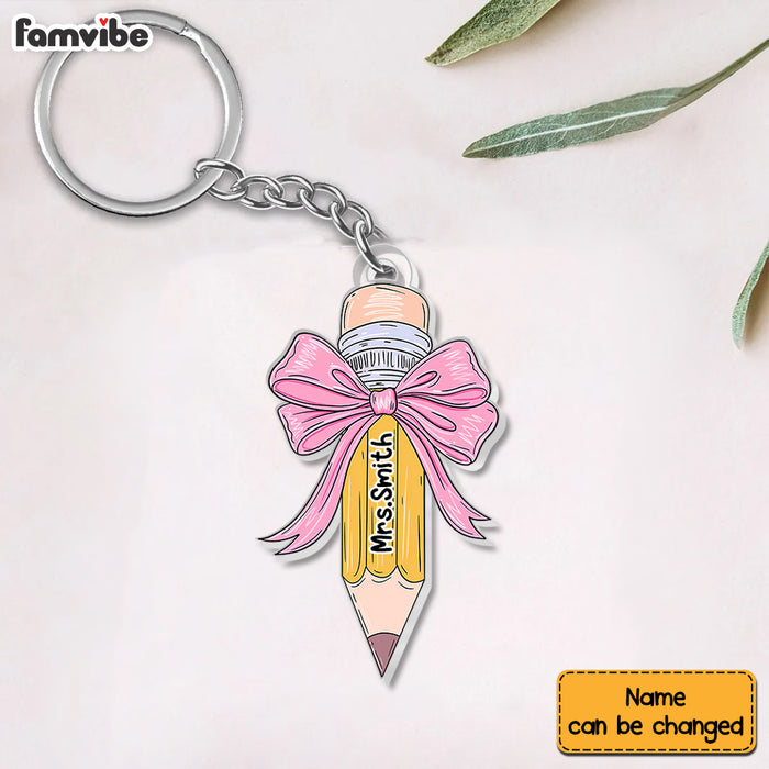 Personalized Gift For Teacher Coquette Pencil Acrylic Keychain 34561 1