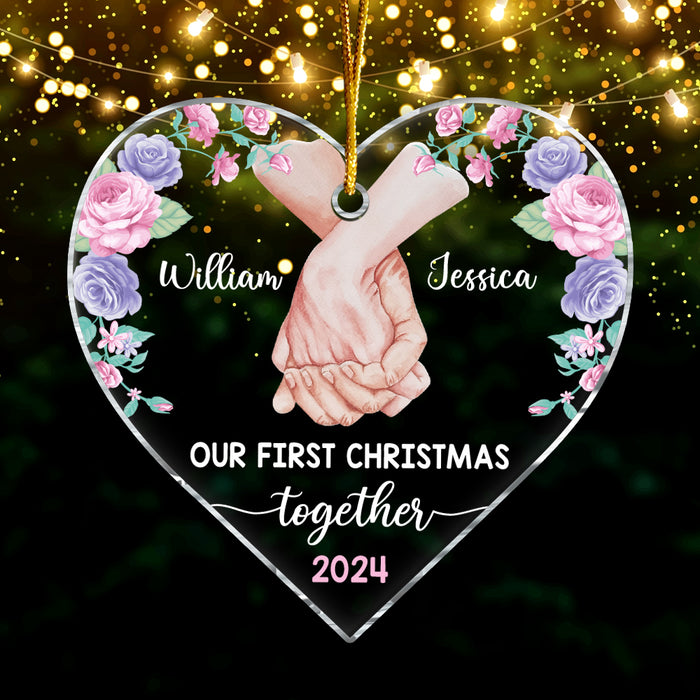 Personalized Gift for Couple Our First Christmas Heart Ornament 34615 1