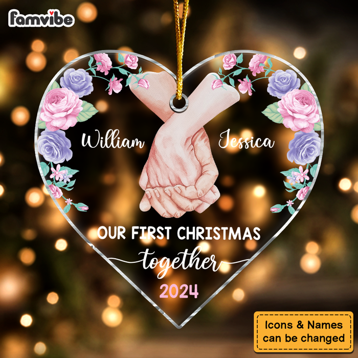 Personalized Gift for Couple Our First Christmas Heart Ornament 34615 1