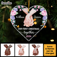 Personalized Gift for Couple Our First Christmas Heart Ornament 34615 thumb 1