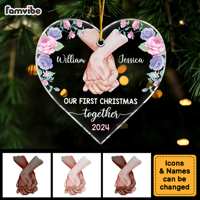 Personalized Gift for Couple Our First Christmas Heart Ornament 34615 1