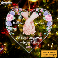 Personalized Gift for Couple Our First Christmas Heart Ornament 34615 thumb 1