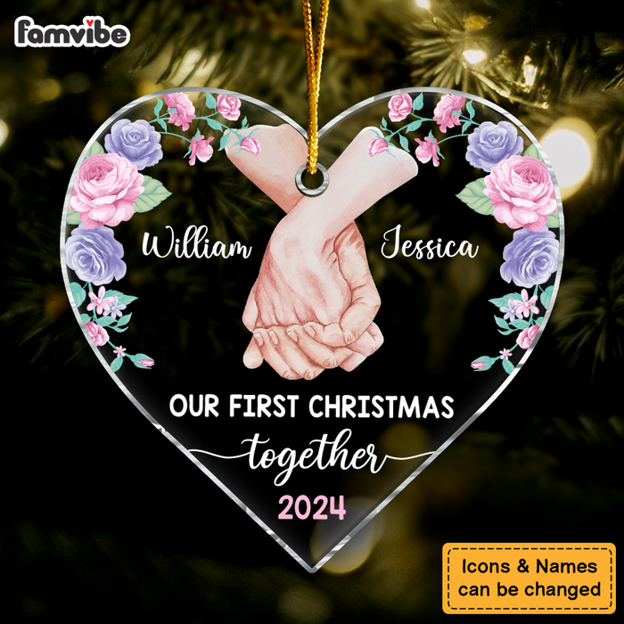Personalized Gift for Couple Our First Christmas Heart Ornament 34615 1