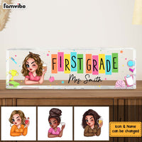 Personalized Retro Back to School Pencil Rainbow Teacher Acrylic Desk Name Plate 34616 thumb 1