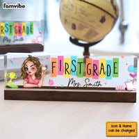 Personalized Retro Back to School Pencil Rainbow Teacher Acrylic Desk Name Plate 34616 thumb 1