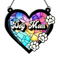 Personalized For Pet Lovers Heart Dog Mom Acrylic Suncatcher Ornament 34620 thumb 1