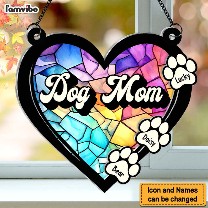 Personalized For Pet Lovers Heart Dog Mom Acrylic Suncatcher Ornament 34620 1