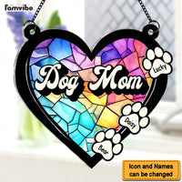 Personalized For Pet Lovers Heart Dog Mom Acrylic Suncatcher Ornament 34620 thumb 1