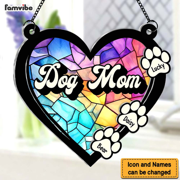 Personalized For Pet Lovers Heart Dog Mom Acrylic Suncatcher Ornament 34620 1