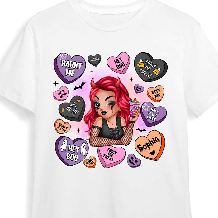Personalized Gift For Woman Candy Hearts Halloween Shirt - Hoodie - Sweatshirt 34625 1