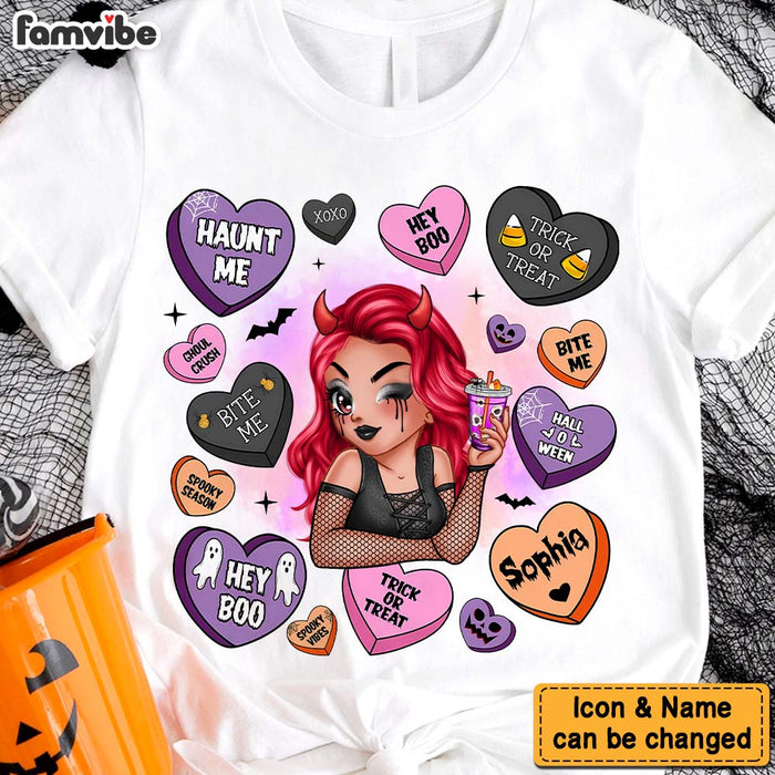 Personalized Gift For Woman Candy Hearts Halloween Shirt - Hoodie - Sweatshirt 34625 1