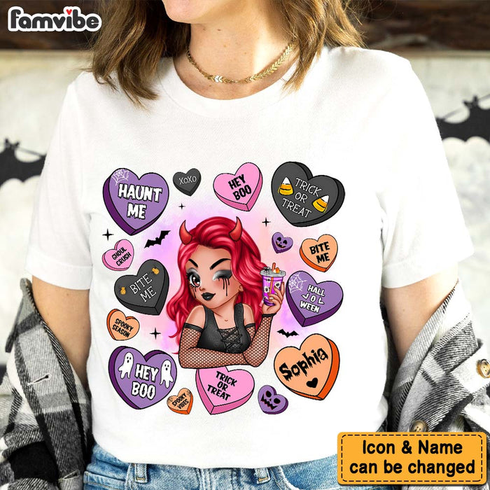 Personalized Gift For Woman Candy Hearts Halloween Shirt - Hoodie - Sweatshirt 34625 1