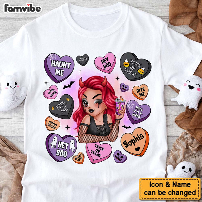 Personalized Gift For Woman Candy Hearts Halloween Shirt - Hoodie - Sweatshirt 34625 1