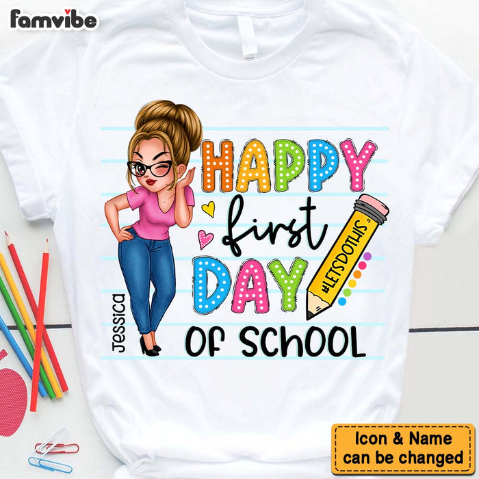 Personalized Appreciation Gift For Teacher Happy First Day Of School Shirt - Hoodie - Sweatshirt 34631 1