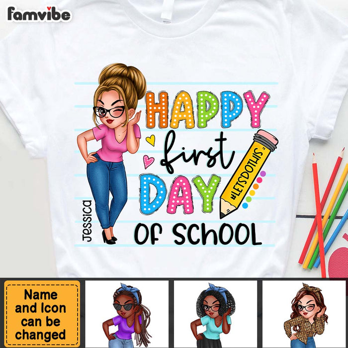 Personalized Appreciation Gift For Teacher Happy First Day Of School Shirt - Hoodie - Sweatshirt 34631 1