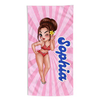 Personalized Groovy Retro Style Name Custom Beach Towel 34641 thumb 1
