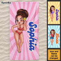 Personalized Groovy Retro Style Name Custom Beach Towel 34641 thumb 1