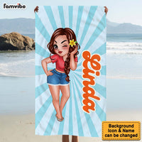 Personalized Groovy Retro Style Name Custom Beach Towel 34641 thumb 1