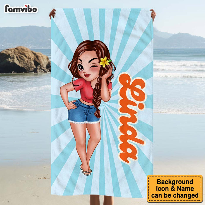 Personalized Groovy Retro Style Name Custom Beach Towel 34641 1