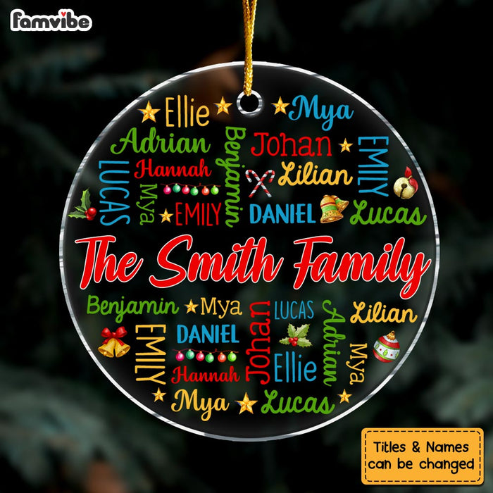 Personalized Gift For Family Word Art Names Circle Ornament 34643 1