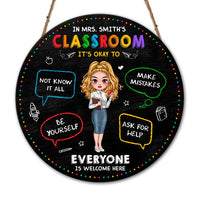 Personalized Gift For Teacher It's Ok To Round Wood Sign 34656 thumb 1
