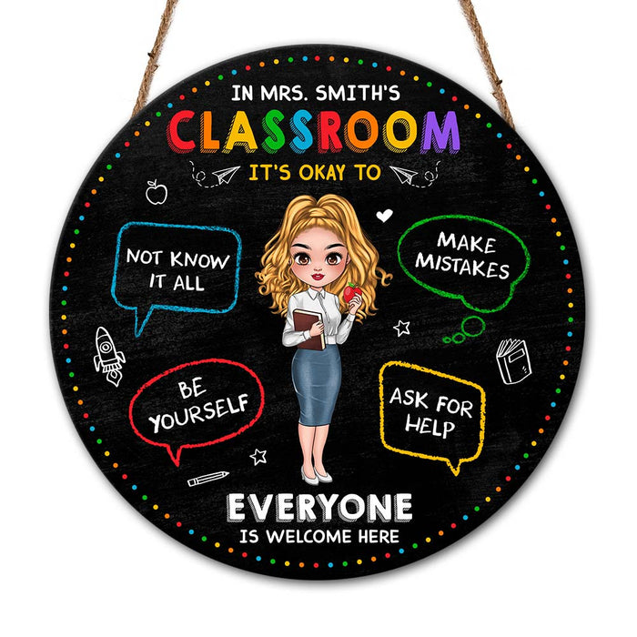 Personalized Gift For Teacher It's Ok To Round Wood Sign 34656 1