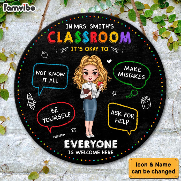 Personalized Gift For Teacher It's Ok To Round Wood Sign 34656 1