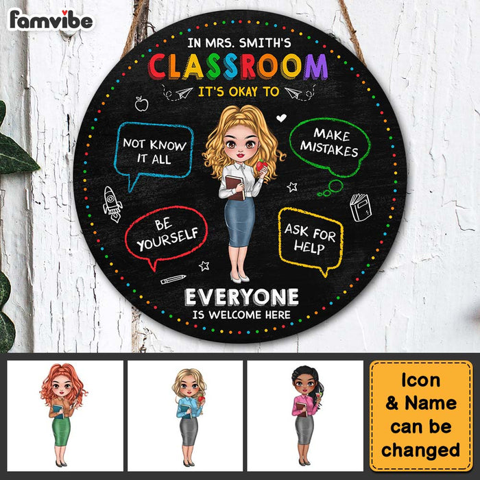 Personalized Gift For Teacher It's Ok To Round Wood Sign 34656 1