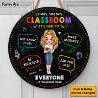 Personalized Gift For Teacher It's Ok To Round Wood Sign 34656 thumb 1