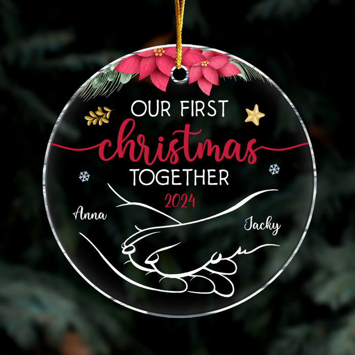 Personalized Gift For Dog Mom Our First Christmas Circle Ornament 34662 1