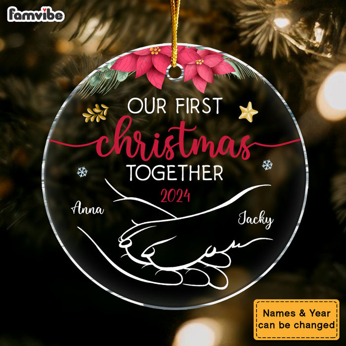 Personalized Gift For Dog Mom Our First Christmas Circle Ornament 34662 1
