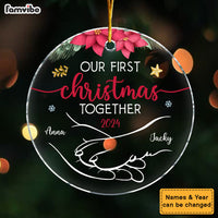 Personalized Gift For Dog Mom Our First Christmas Circle Ornament 34662 thumb 1